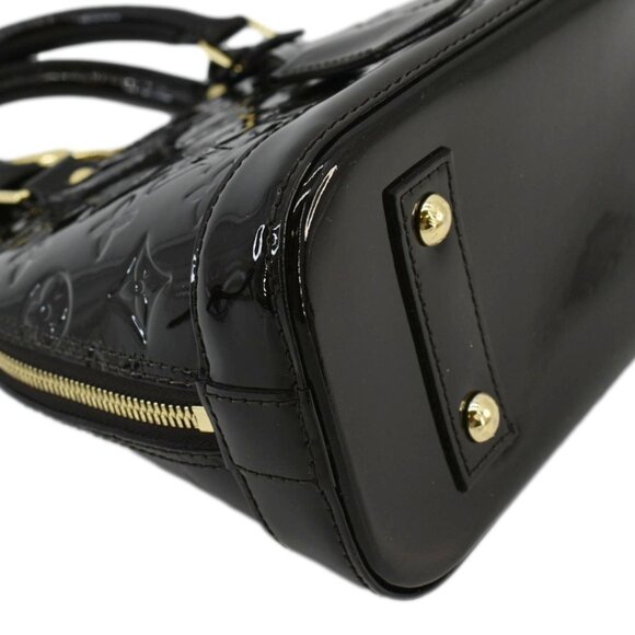 Louis Vuitton  Alma BB Monogram Vernis Satchel Bag Dark Burgundy - Picture 7 of 13